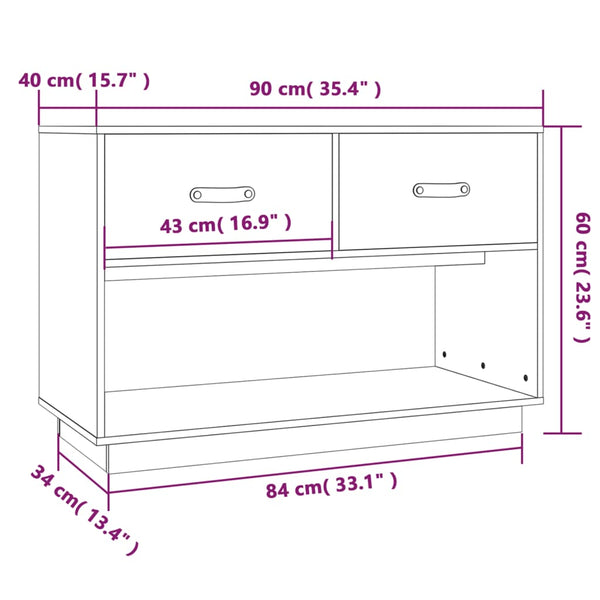 TV-Schrank Honigbraun Kiefer Massivholz 90cm