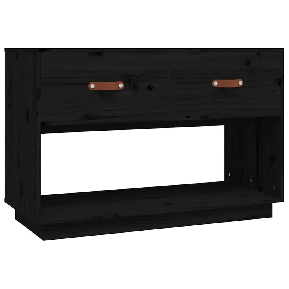Schwarzer TV-Schrank Kiefer Massivholz 90cm