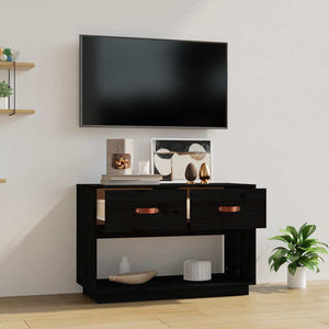 Schwarzer TV-Schrank Kiefer Massivholz 90cm