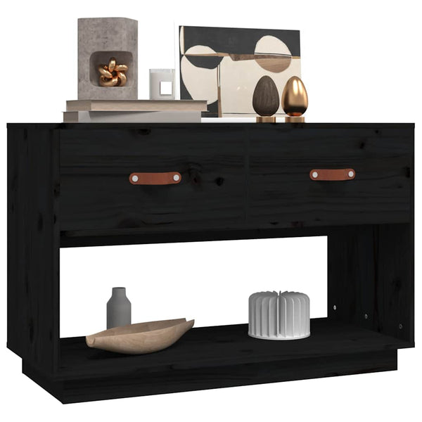 Schwarzer TV-Schrank Kiefer Massivholz 90cm