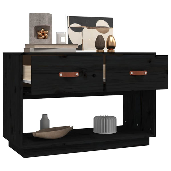 Schwarzer TV-Schrank Kiefer Massivholz 90cm