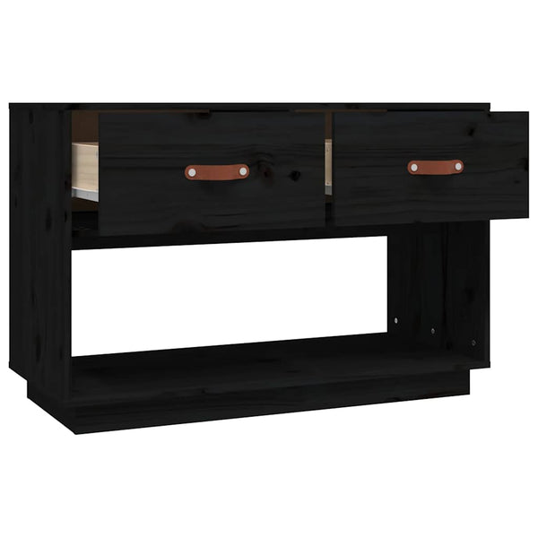 Schwarzer TV-Schrank Kiefer Massivholz 90cm