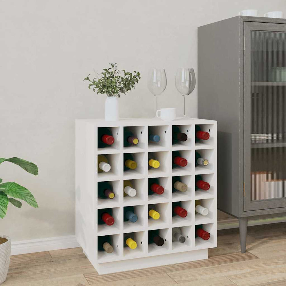 Weißes Weinregal aus Kiefernholz für 25 Flaschen