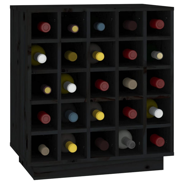 Schwarzes Weinregal aus Kiefernholz für 25 Flaschen