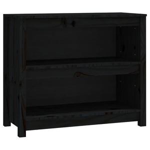 Schwarzes Kiefer Massivholz Bücherregal 80cm