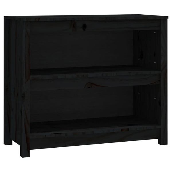 Schwarzes Kiefer Massivholz Bücherregal 80cm