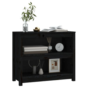 Schwarzes Kiefer Massivholz Bücherregal 80cm