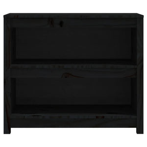 Schwarzes Kiefer Massivholz Bücherregal 80cm