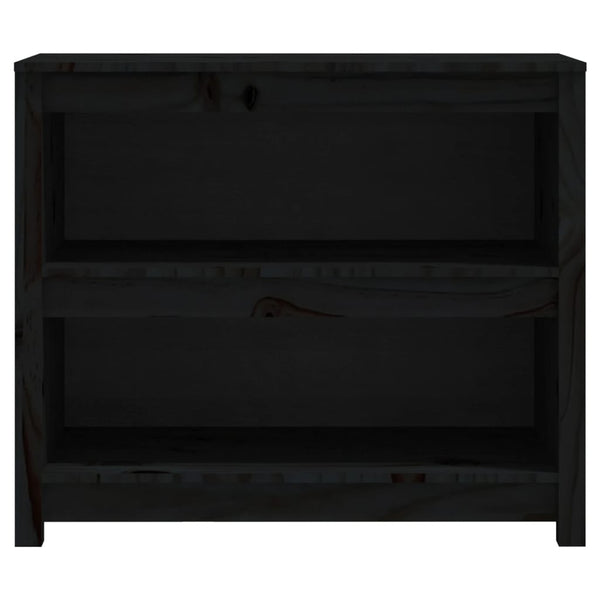 Schwarzes Kiefer Massivholz Bücherregal 80cm