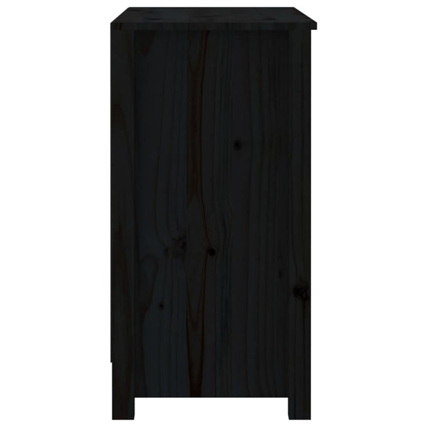Schwarzes Kiefer Massivholz Bücherregal 80cm