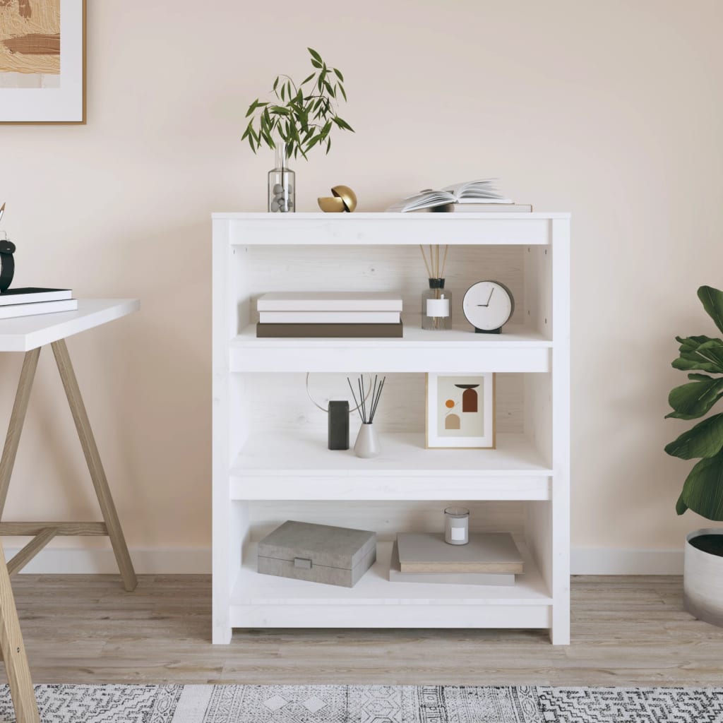 Bücherregal Weiß Kiefer Massivholz 80cm