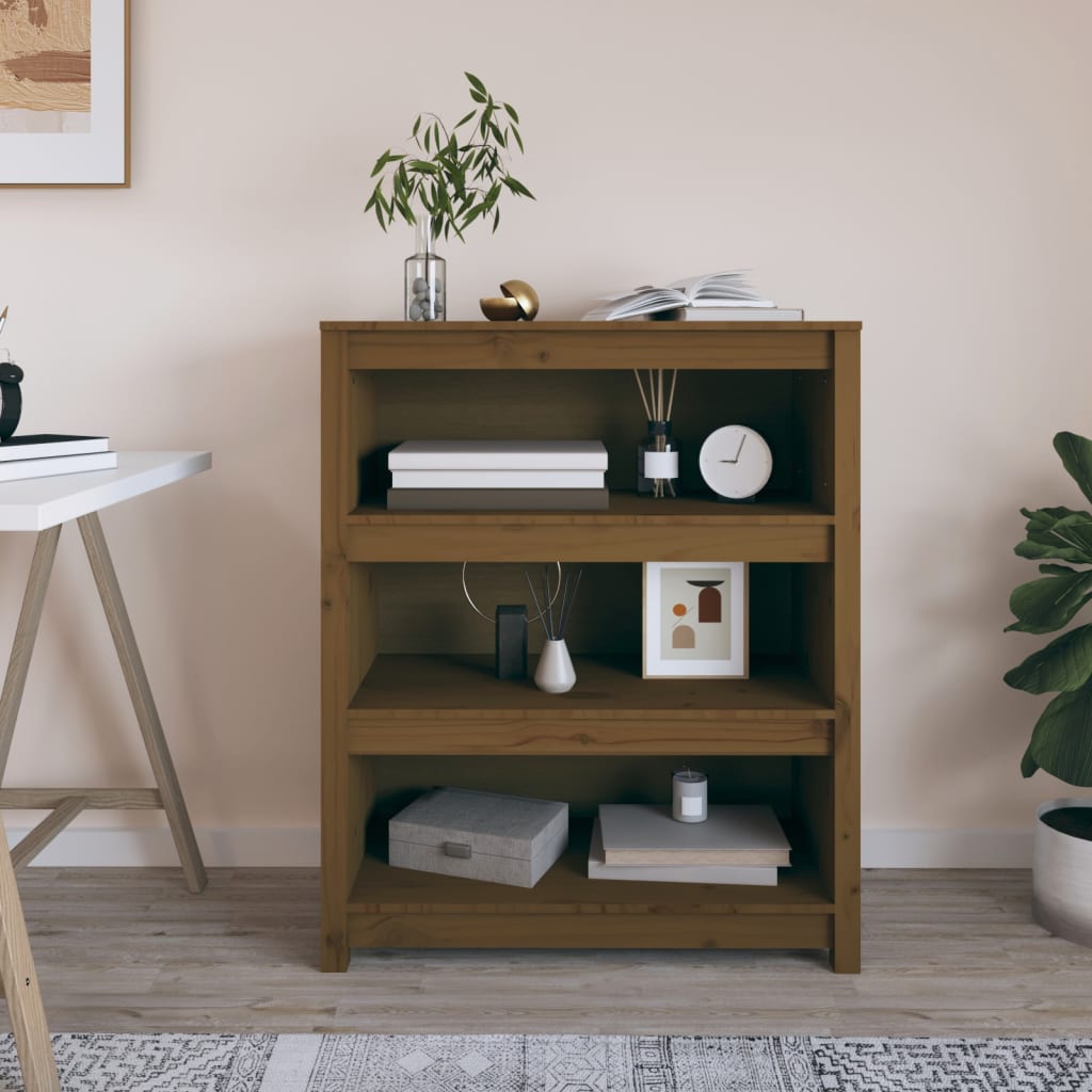 Bücherregal Kiefer Massivholz Honigbraun 80cm