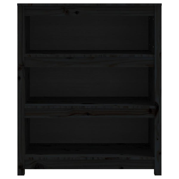Schwarzes Bücherregal 80x97cm Kiefer Massivholz