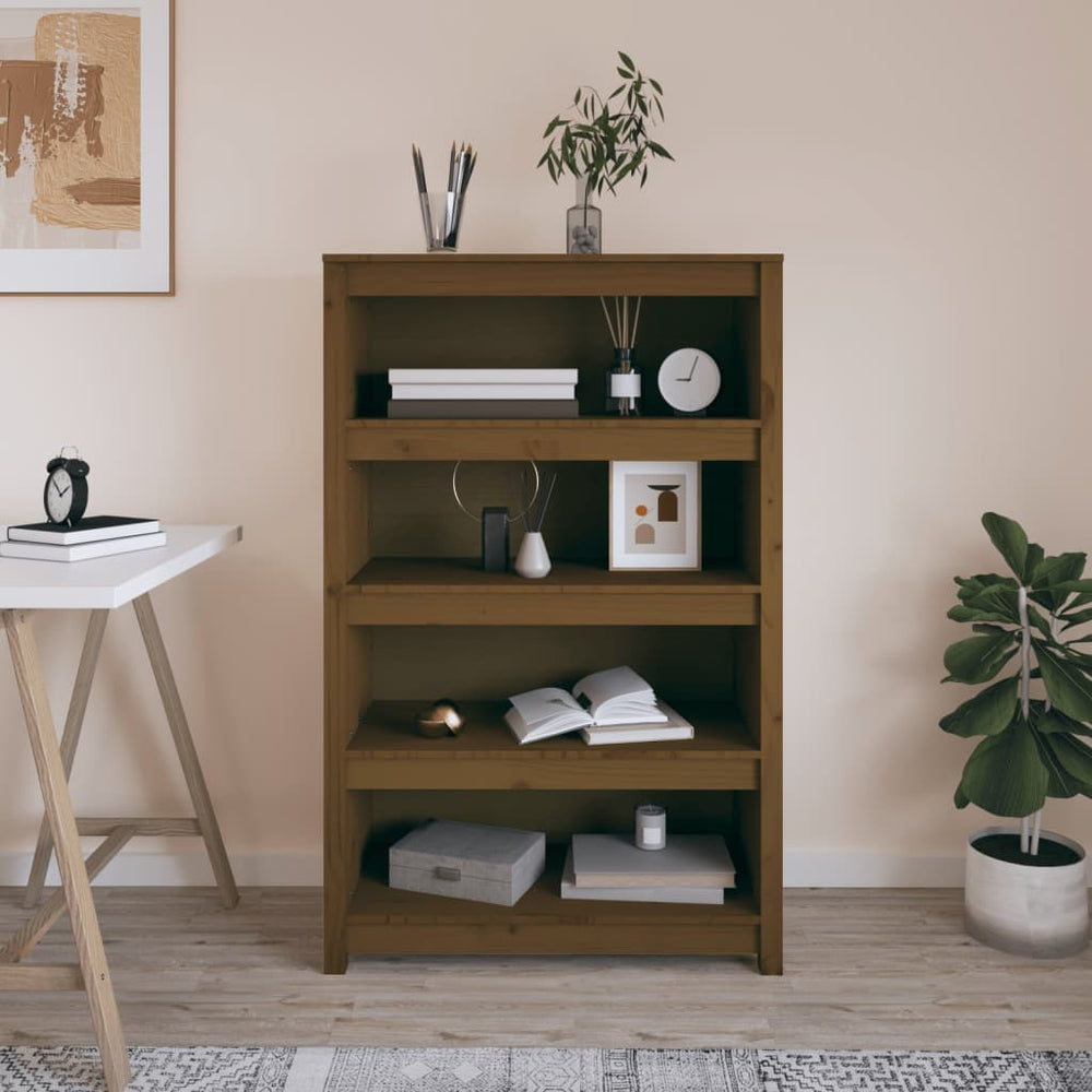 vidaXL Étagère à livres marron miel 80x35x126 cm pin massif