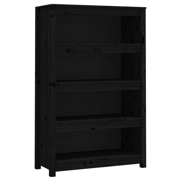 Schwarzes Bücherregal Kiefer Massivholz 80x126cm