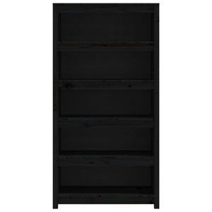 Schwarzes Kiefer Massivholz Bücherregal 80x154cm