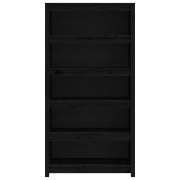 Schwarzes Kiefer Massivholz Bücherregal 80x154cm