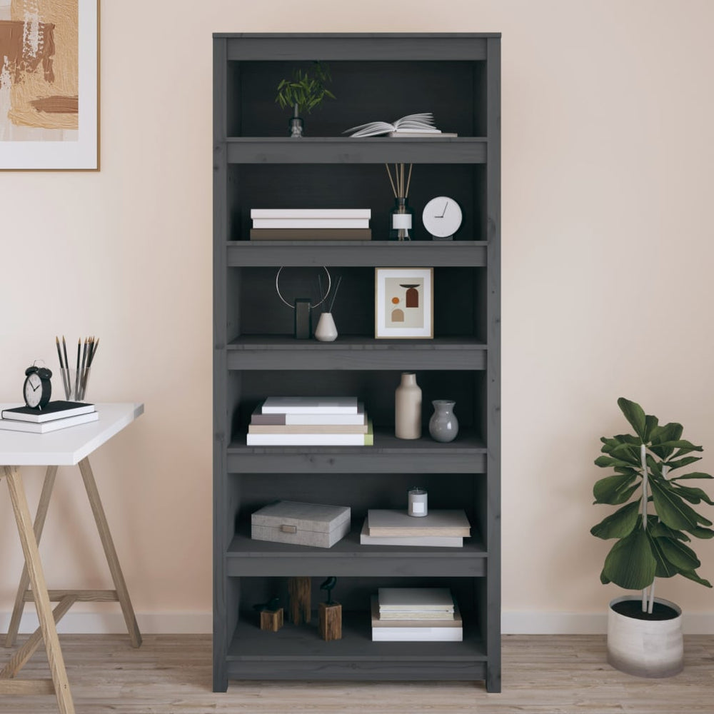 vidaXL Bibliothèque grise 80x35x183 cm bois de pin massif