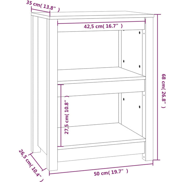 vidaXL Étagère à livres marron miel 50x35x68 cm en pin massif