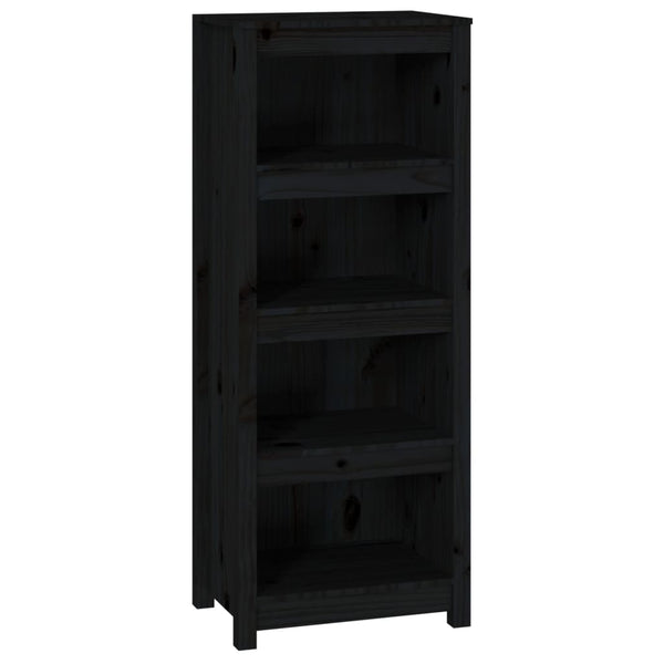 Schwarzes Bücherregal Kiefer Massivholz 50x125cm