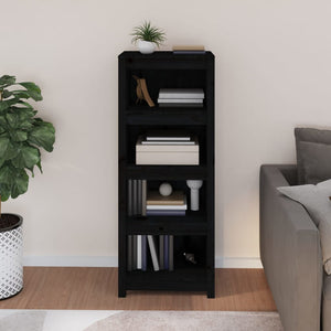 Schwarzes Bücherregal Kiefer Massivholz 50x125cm
