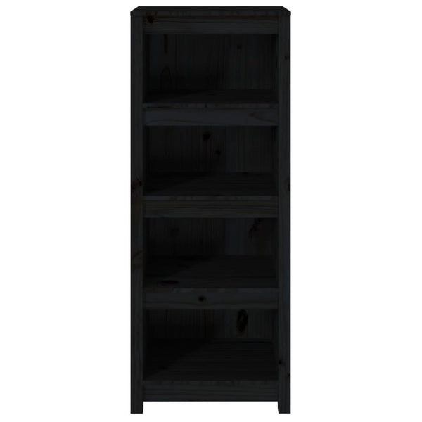 Schwarzes Bücherregal Kiefer Massivholz 50x125cm