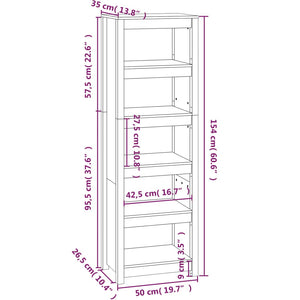 Bücherregal Honigbraun Kiefer Massivholz 154cm