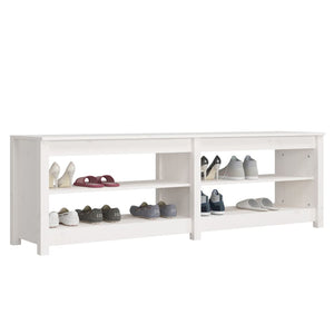 Weiße Schuhbank 160cm Kiefer Massivholz