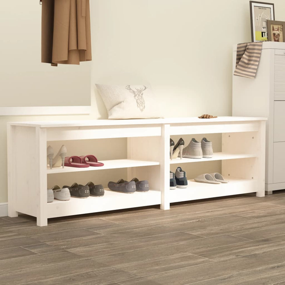 Weiße Schuhbank 160cm Kiefer Massivholz