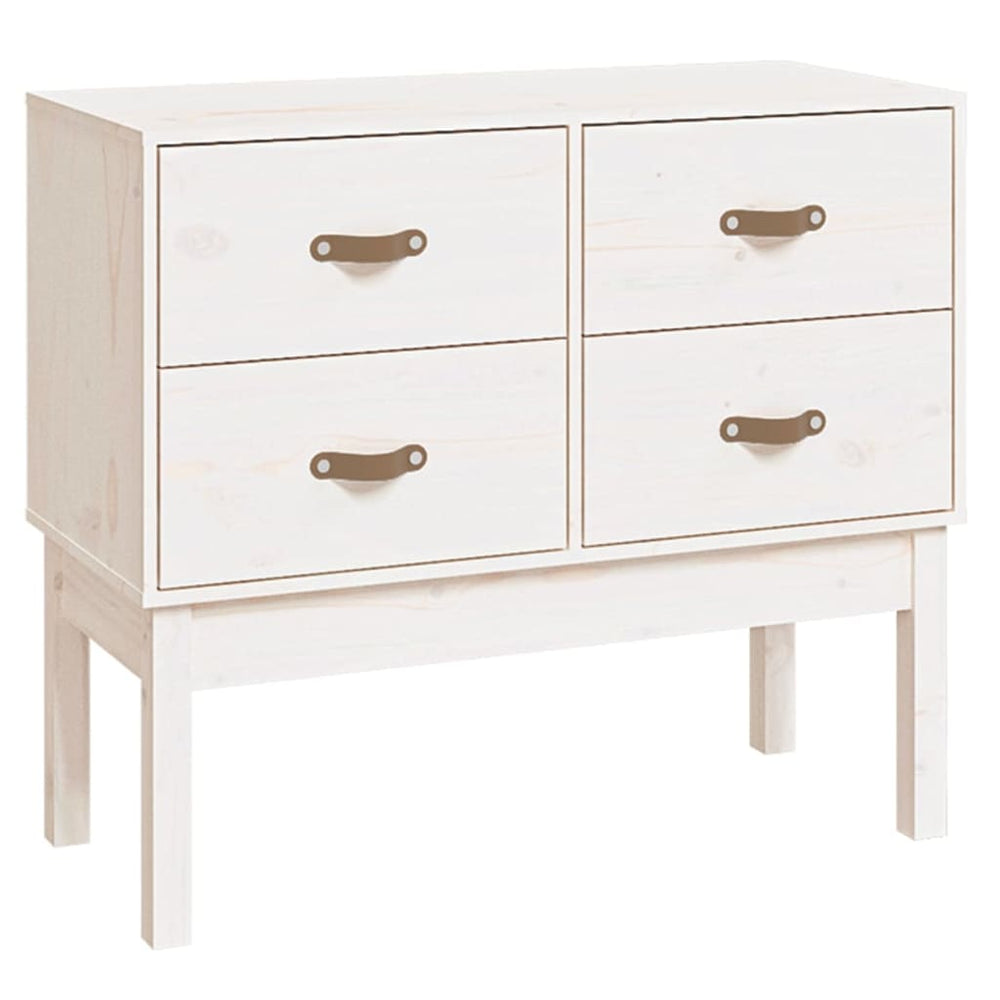 Weißer Konsolenschrank Kiefer Massivholz 90x40x78 cm