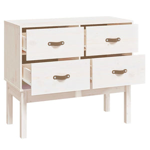 Weißer Konsolenschrank Kiefer Massivholz 90x40x78 cm