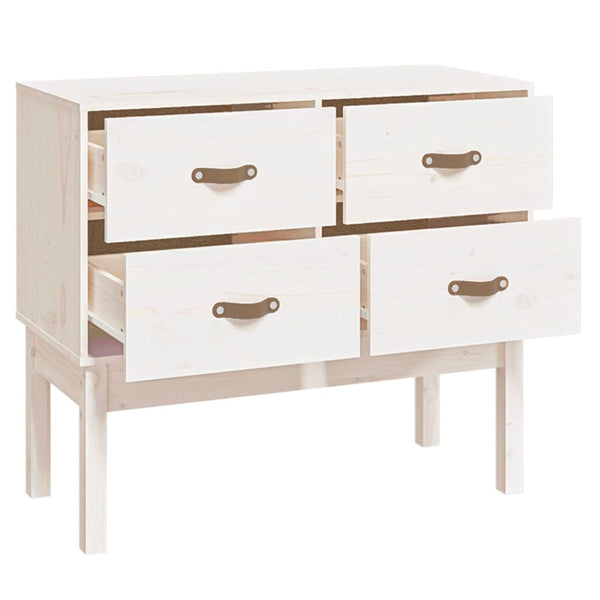 Weißer Konsolenschrank Kiefer Massivholz 90x40x78 cm