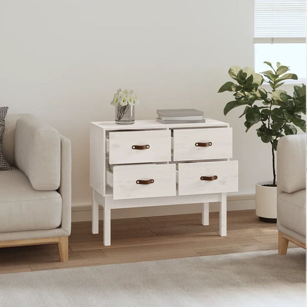 Weißer Konsolenschrank Kiefer Massivholz 90x40x78 cm