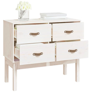 Weißer Konsolenschrank Kiefer Massivholz 90x40x78 cm