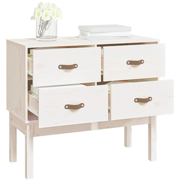 Weißer Konsolenschrank Kiefer Massivholz 90x40x78 cm