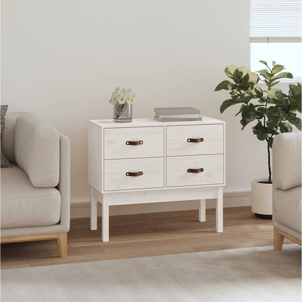 Weißer Konsolenschrank Kiefer Massivholz 90x40x78 cm