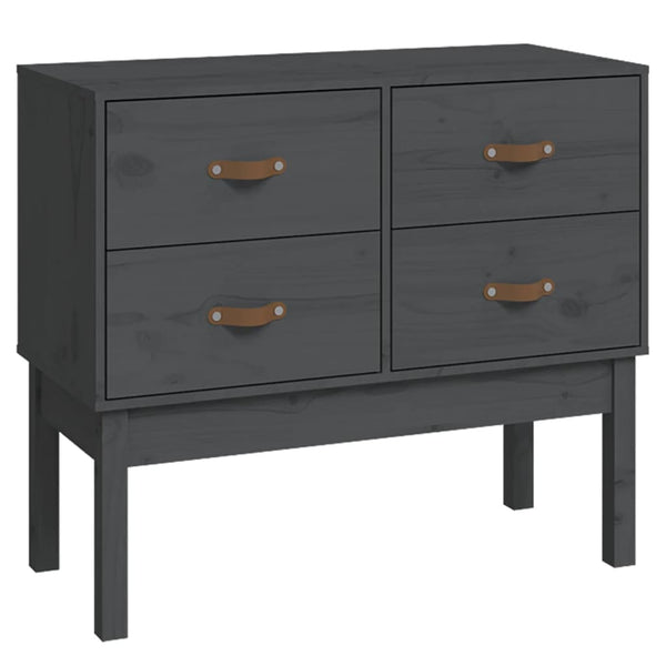 Grauer Konsolenschrank 90x40x78cm Kiefer Massivholz