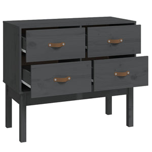 Grauer Konsolenschrank 90x40x78cm Kiefer Massivholz