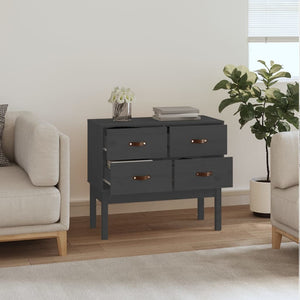 Grauer Konsolenschrank 90x40x78cm Kiefer Massivholz