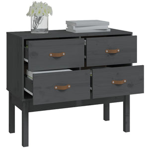 Grauer Konsolenschrank 90x40x78cm Kiefer Massivholz