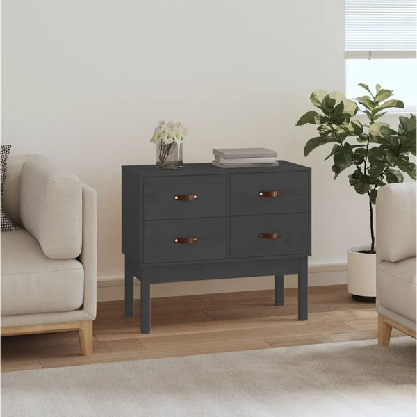 Grauer Konsolenschrank 90x40x78cm Kiefer Massivholz