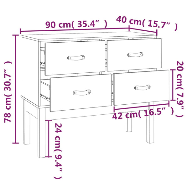 Honigbrauner Konsolenschrank Kiefer Massivholz 90x78cm