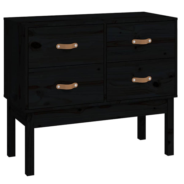 Schwarzer Konsolenschrank Kiefer Massivholz 90cm