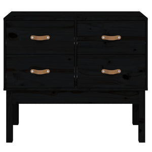 Schwarzer Konsolenschrank Kiefer Massivholz 90cm