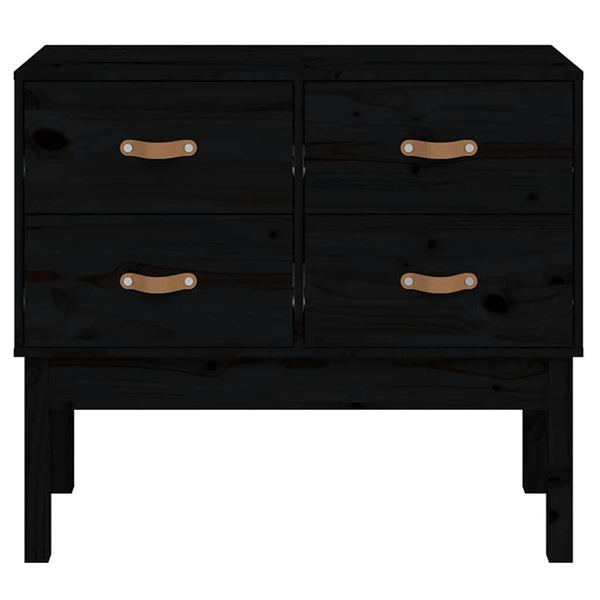 Schwarzer Konsolenschrank Kiefer Massivholz 90cm