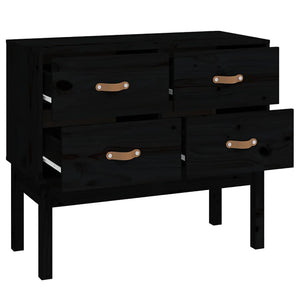 Schwarzer Konsolenschrank Kiefer Massivholz 90cm