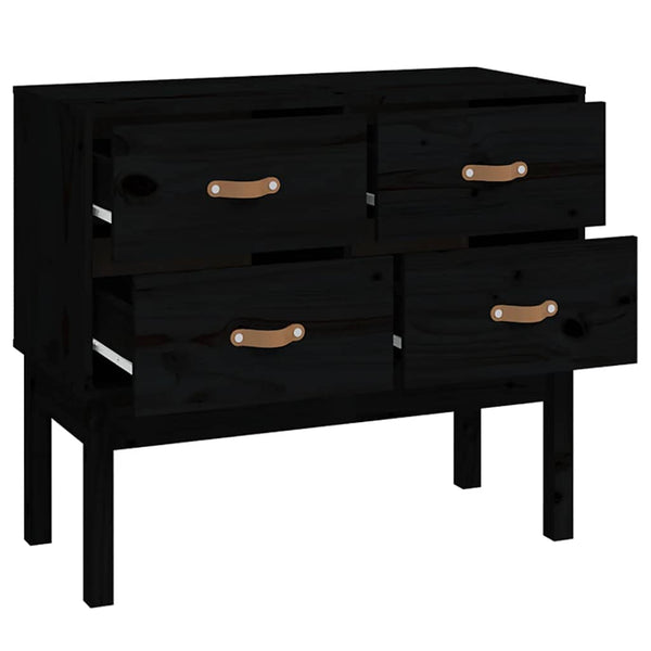 Schwarzer Konsolenschrank Kiefer Massivholz 90cm