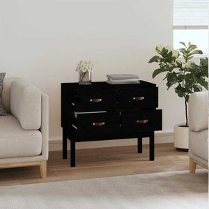 Schwarzer Konsolenschrank Kiefer Massivholz 90cm