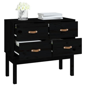 Schwarzer Konsolenschrank Kiefer Massivholz 90cm
