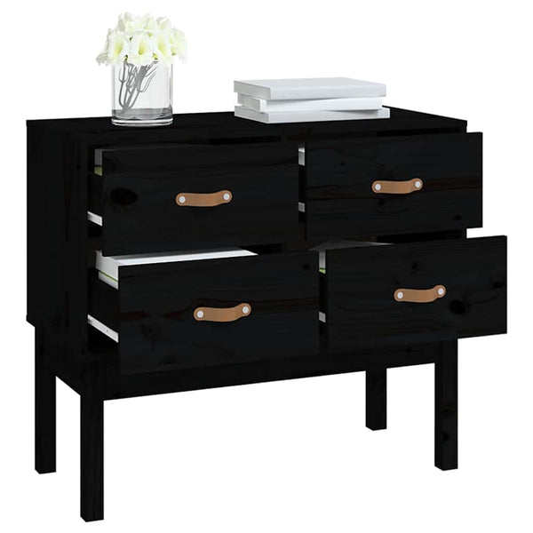Schwarzer Konsolenschrank Kiefer Massivholz 90cm